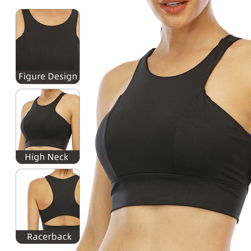 Filhot™ High Neck Racerback Yoga Sports Bra Up to 4XL