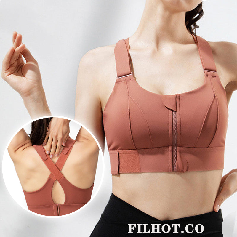 Filhot™ Front Zipper Adjustable Shockproof Yoga Sports Bra Up To 5XL