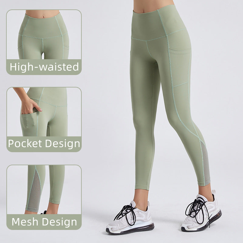 Filhot™ Stretchy Mesh Yoga Leggings With Side Pockets