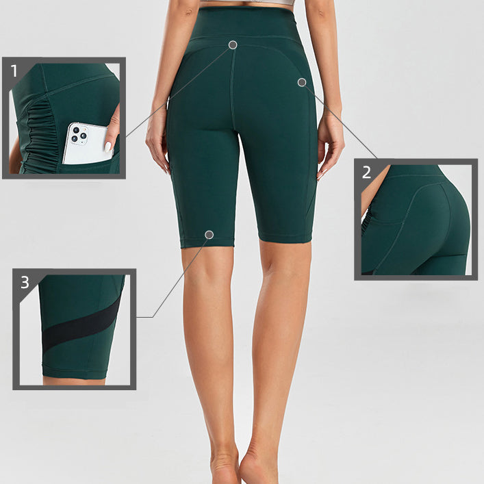 Filhot™ High Waisted Sports Shorts with Pocket