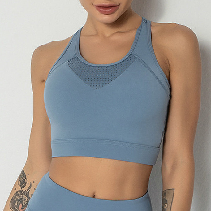 Filhot™ Mesh & Patchwork Design Sports Bra Up To 2XL