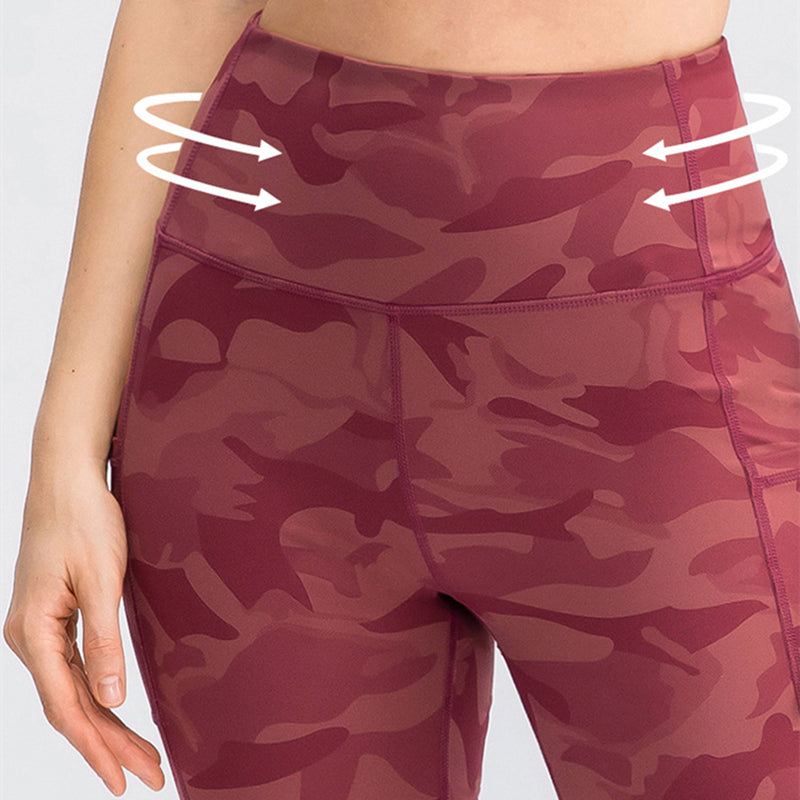 Filhot™ High Waisted Athletic Camo Shorts With Side Pockets