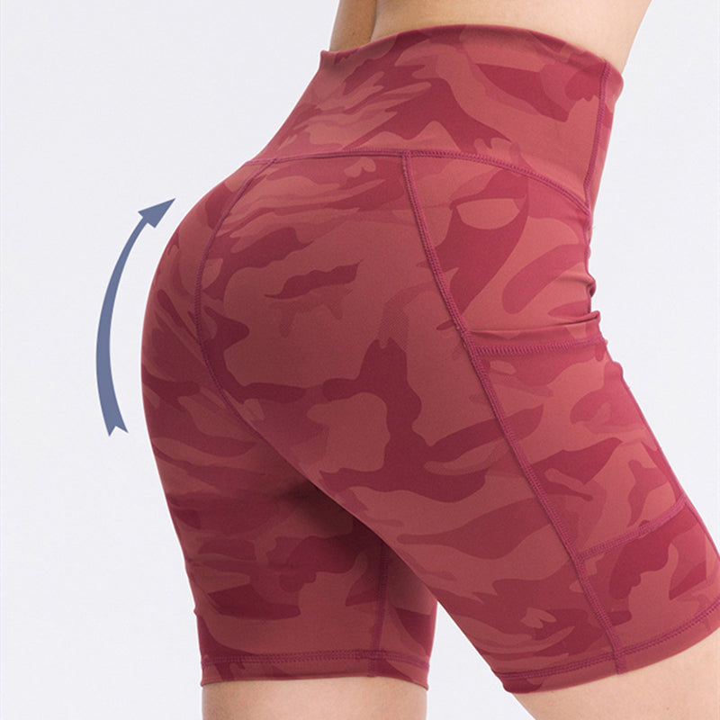 Filhot™ High Waisted Athletic Camo Shorts With Side Pockets