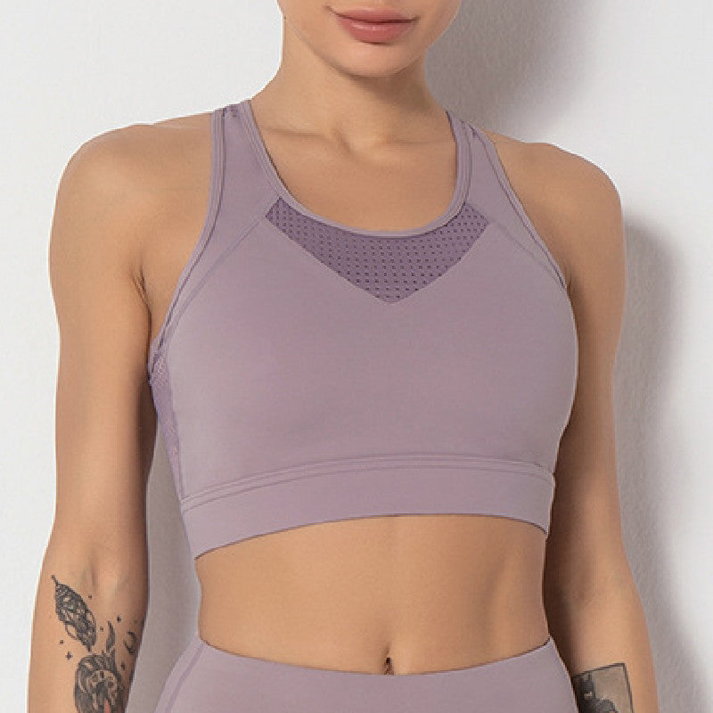 Filhot™ Mesh & Patchwork Design Sports Bra Up To 2XL