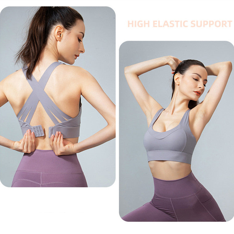 Filhot™ Super Elastic Criss Cross Back Sports Bra Up to 5XL