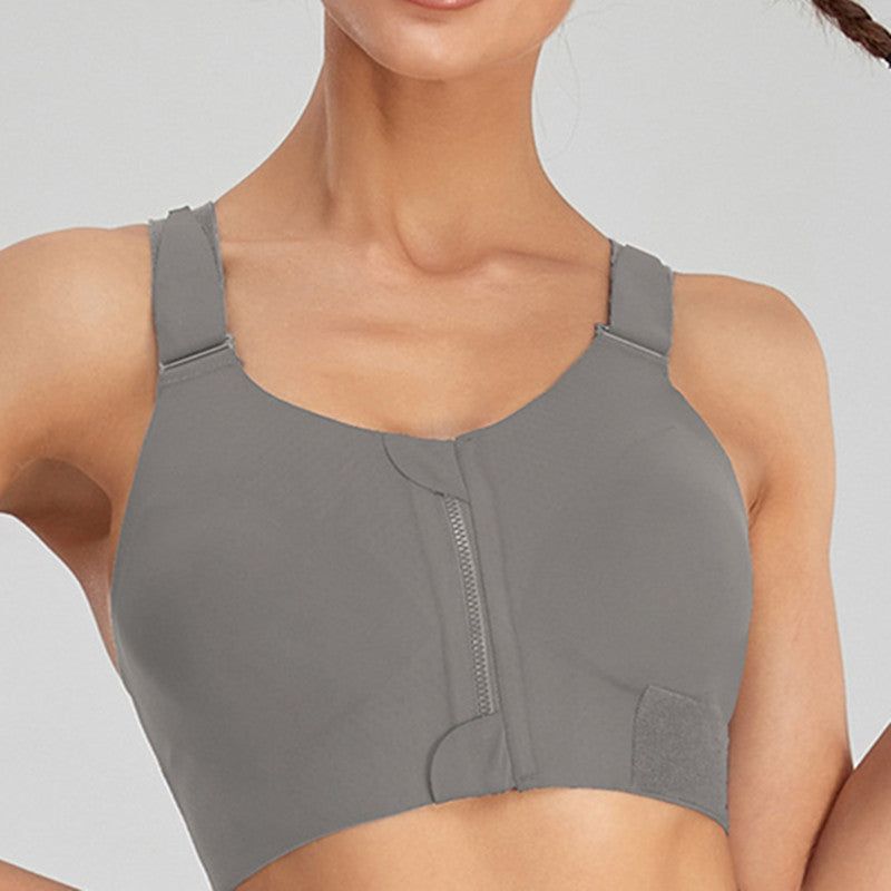 Filhot™  Velcro® Front Zipper Cross Back Sports Bra Up to 5XL