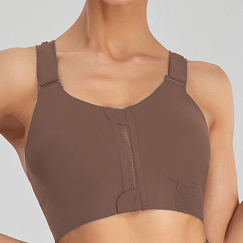 Filhot™  Velcro® Front Zipper Cross Back Sports Bra Up to 5XL