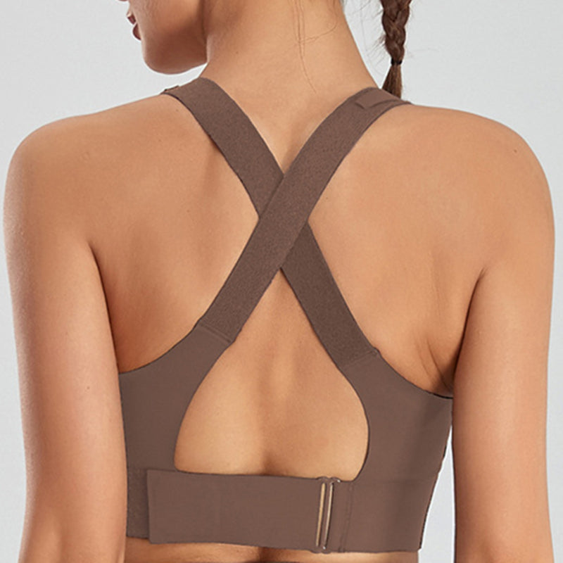 Filhot™  Velcro® Front Zipper Cross Back Sports Bra Up to 5XL