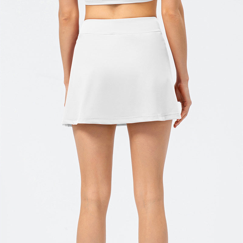 Filhot™ Athletic Split Hem Pleated Skirts With Shorts Pockets