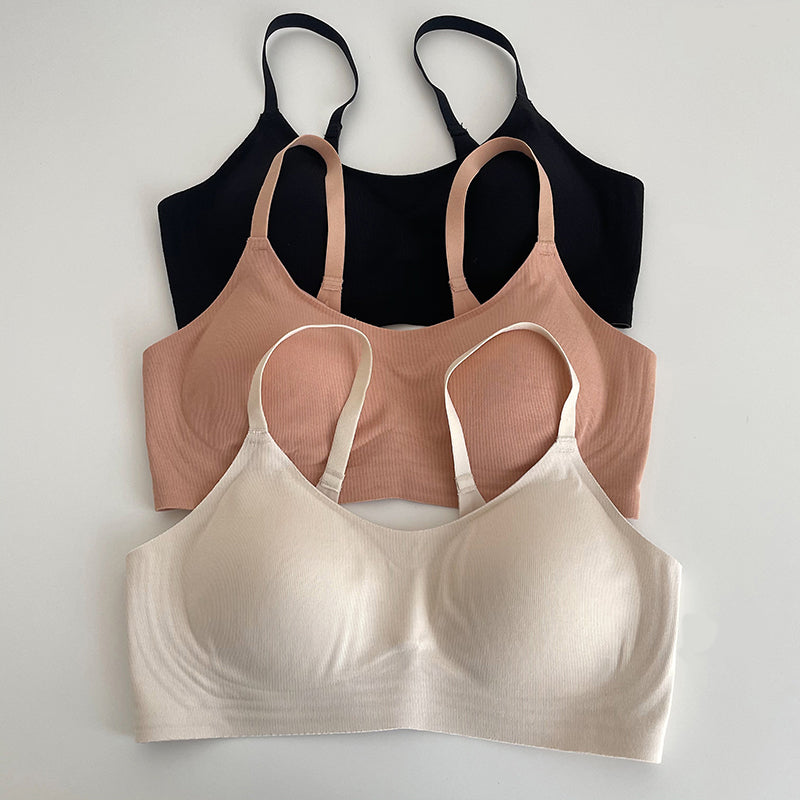 Filhot™ Simple Rib Fabric Underwire Seamless Bra Up To DDD