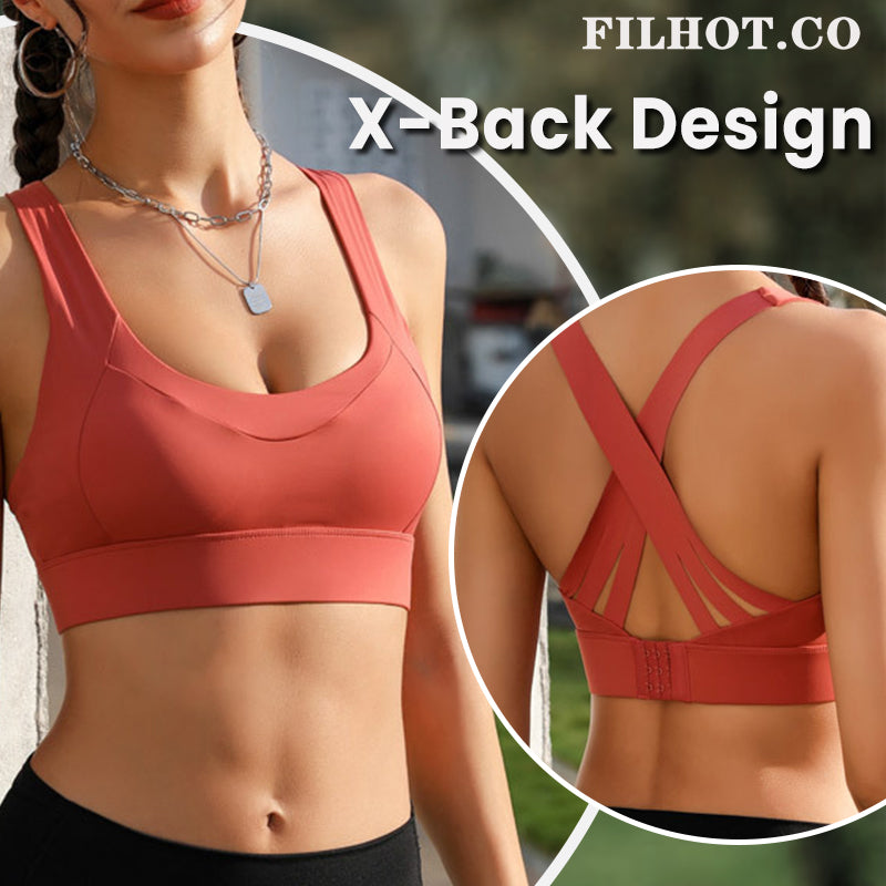 Filhot™ Super Elastic Criss Cross Back Sports Bra Up to 5XL