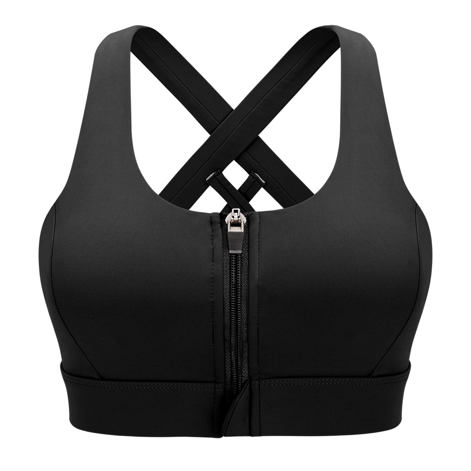 Filhot™ Cross Back Wirefree Sports Bra With Zipper Up to 2XL