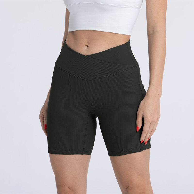 Filhot™ Cross Waist Workout Shorts With Pocket