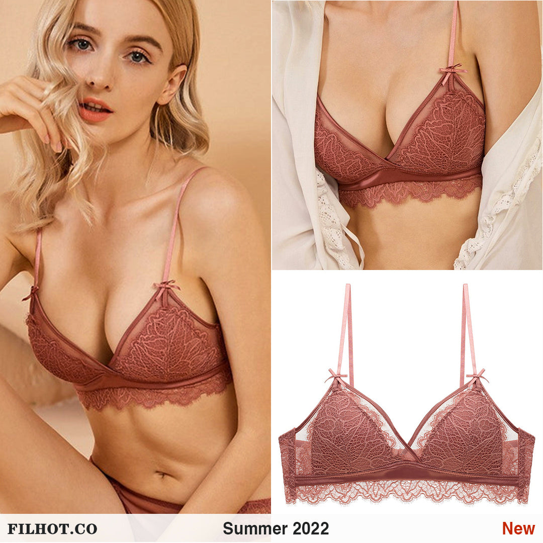 Filhot™ Lace Extra Thin Triangle Cup Wireless Bra