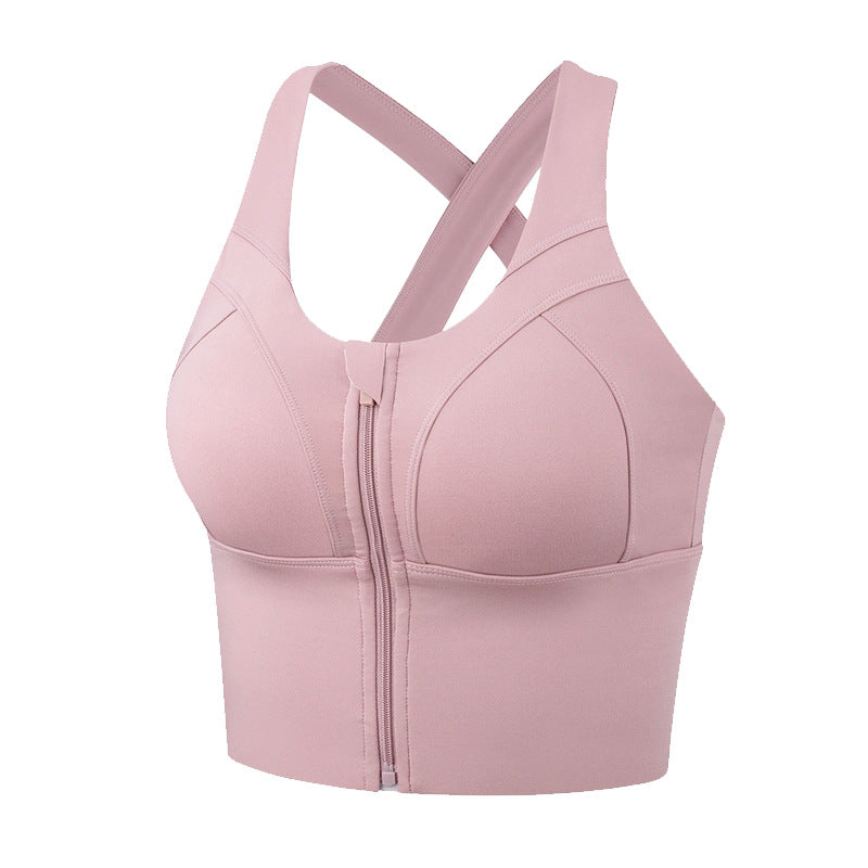 Filhot™ Front  Zipper Cross Back Yoga Sports Bra Up to 5XL