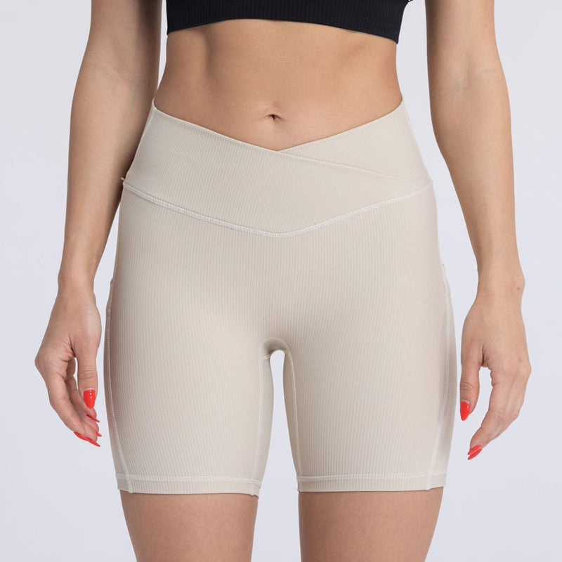 Filhot™ Cross Waist Workout Shorts With Pocket