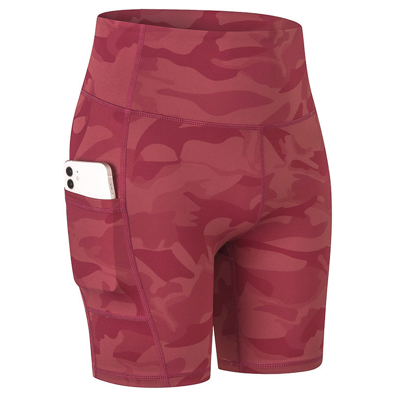 Filhot™ High Waisted Athletic Camo Shorts With Side Pockets