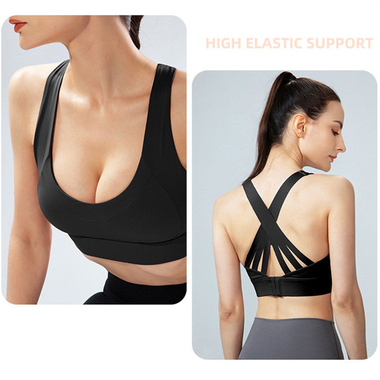 Filhot™ Super Elastic Criss Cross Back Sports Bra Up to 5XL